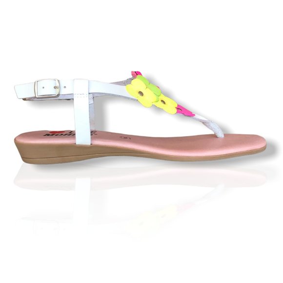 Super Comfy Boho Spanish Fuchsia Flower Leather Sandals - Picture 5 of 8